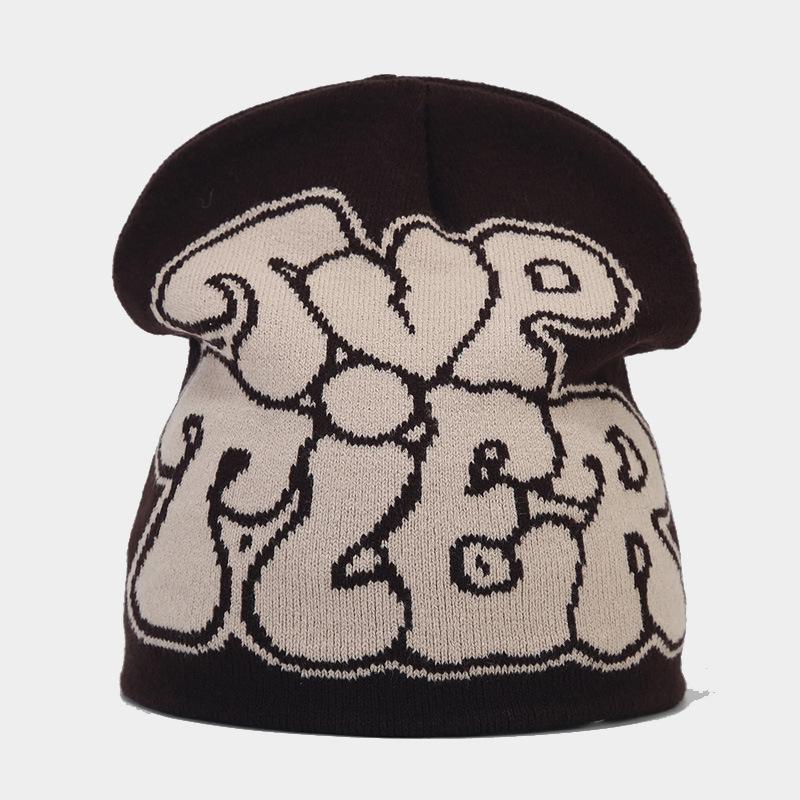 Autumn and Winter New Jacquard Love Letter Pullover Hat Men's and Women's Adult Wool Knitted Hat Cold Hat