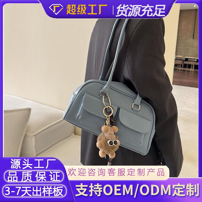 Customized Tote Bag Hot Sale Large Capacity Korean Version Women's Shoulder Underarm Oil Wax Leather Bag Double Bag Casual Portable
