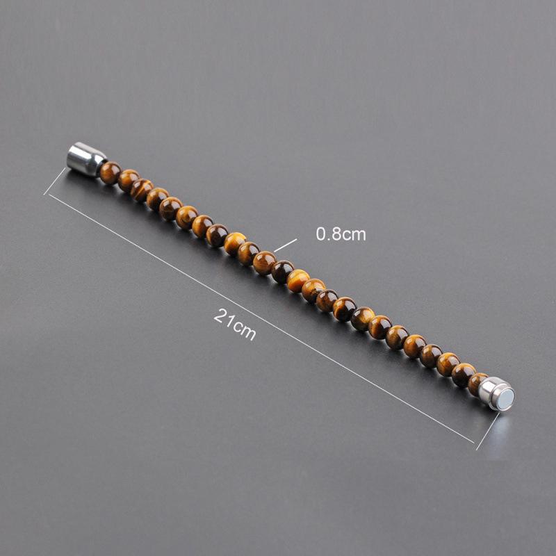 Stylish Bracelet: Stainless Steel, 8MM Yellow Tiger Eye Stone Beads