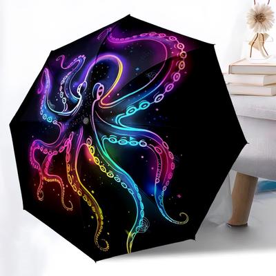 1 Stück Neon-Oktopus Automatisches Öffnen/Schließen Regenschirm Kompakter Faltregenschirm, Ganzjahres-Tragbarer Regenschirm für Damen/Herren F1124143