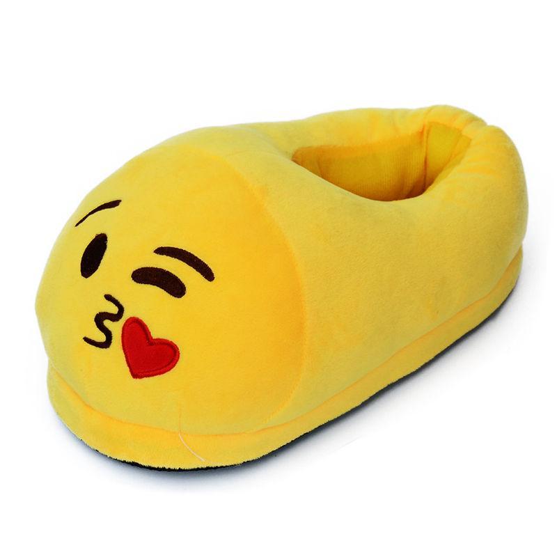 Emoji Plush Slippers With Nonslip Rubber Sole For Home Comfort And Relaxation