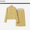 Women Casual Long Sleeve Blouse and Skirts Casual Two Piece Suit Sets