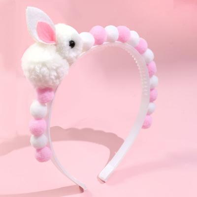 1 pezzo Cerchietto con orecchie da coniglio e pon pon di pelliccia per bambine, grazioso accessorio per capelli per bambini, elastici per capelli per bambine, copricapo per bambini, cerchietto