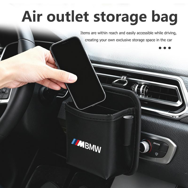 AAE1 Car Air Vent Outlet Storage Bag Phone Holder Pocket Organizer For BMW M 1 3 4 5 6 7 Series X1 X3 X4 X5 G20 G38 F48 E36 E39