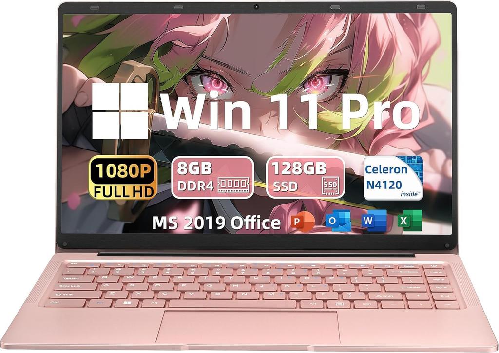 SERYUB Slim and Lightweight Laptop Office 11 IPS Quiet Celeron CPU up to 8GB DDR4 128GB Mute Laptop with Japanese Keyboard Dual USB and Compatible [MS
