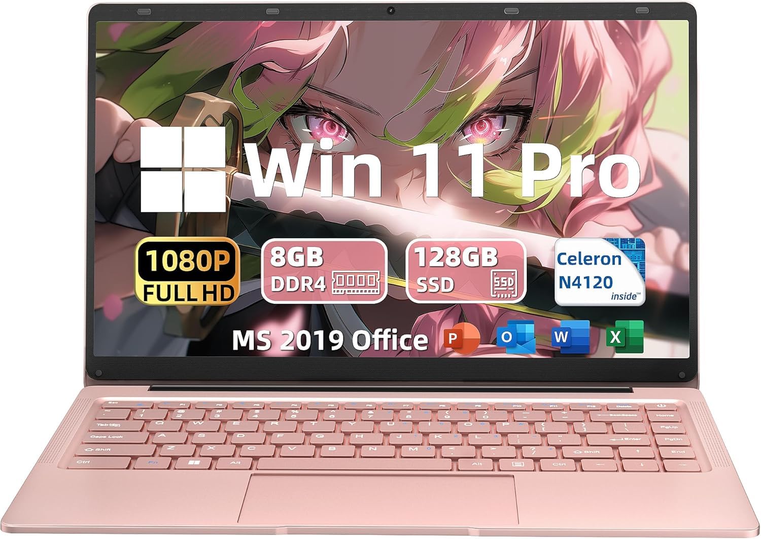 

SERYUB Slim and Lightweight Laptop Office 11 IPS Quiet Celeron CPU up to 8GB DDR4 128GB Mute Laptop with Japanese Keyboard Dual USB and Compatible [MS
