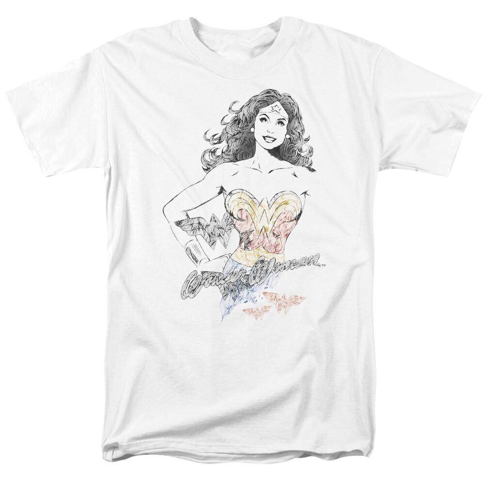 Wonder Woman Squiggles T Shirt Licensed Comic Book Movie Tee White M