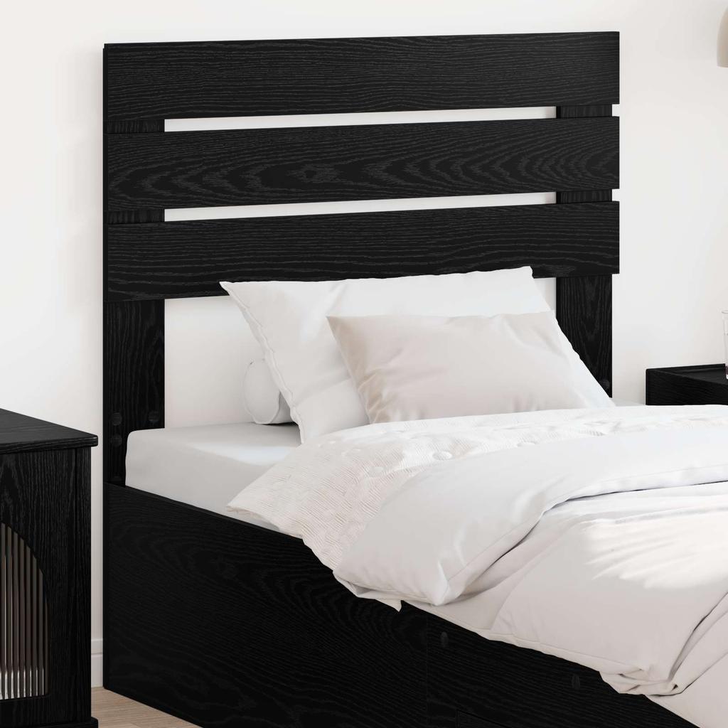 Headboard In Black Oak Look Made of Wood Based Material