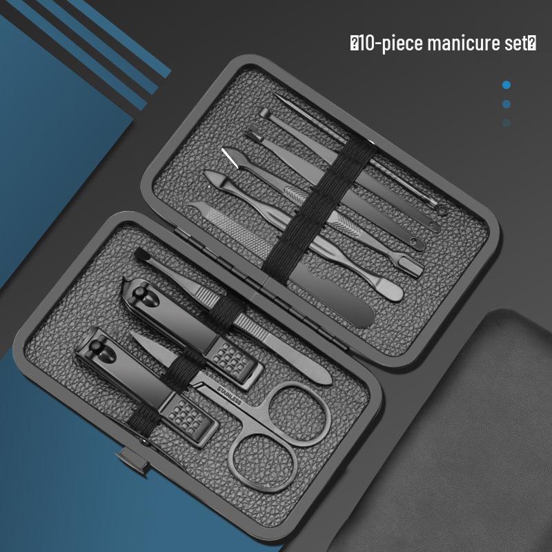 18-Piece Black Manicure & Pedicure Set: Stainless Steel Beauty Tools & Nail Clippers