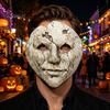 Transparent Eye Hole Mask Halloween Horror Cracked Face Mask, Breathable Lightweight Foam Retro Old Style with Adjustable Strap Scary Props,