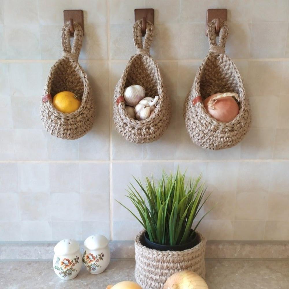 Wall-mounted Storage Basket Woven Hanging Basket New Fruit Vegetable Basket Home Decoration