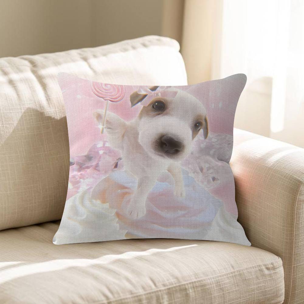 Cute Dreamy Pink Blue Puppy Animals Pillow Cushion Cover Pillowcase Living Room Sofa Home Decor Customized