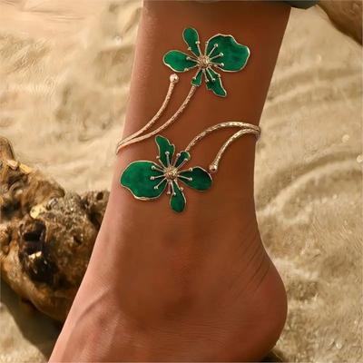 Elegant Temperament Adjustable Floral Anklet for Women Fashion Summer Vocation Pattern Foot Chain  Parties