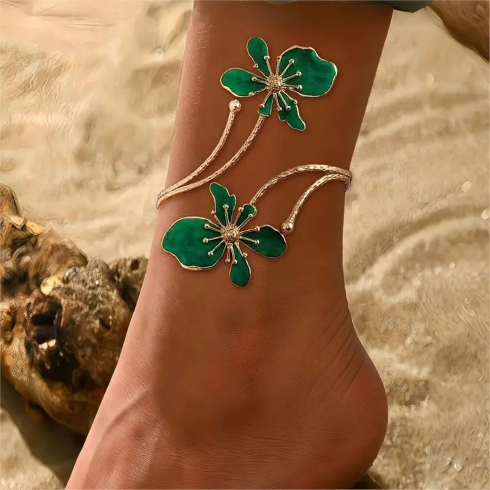 Elegant Temperament Adjustable Floral Anklet for Women Fashion Summer Vocation Pattern Foot Chain  Parties