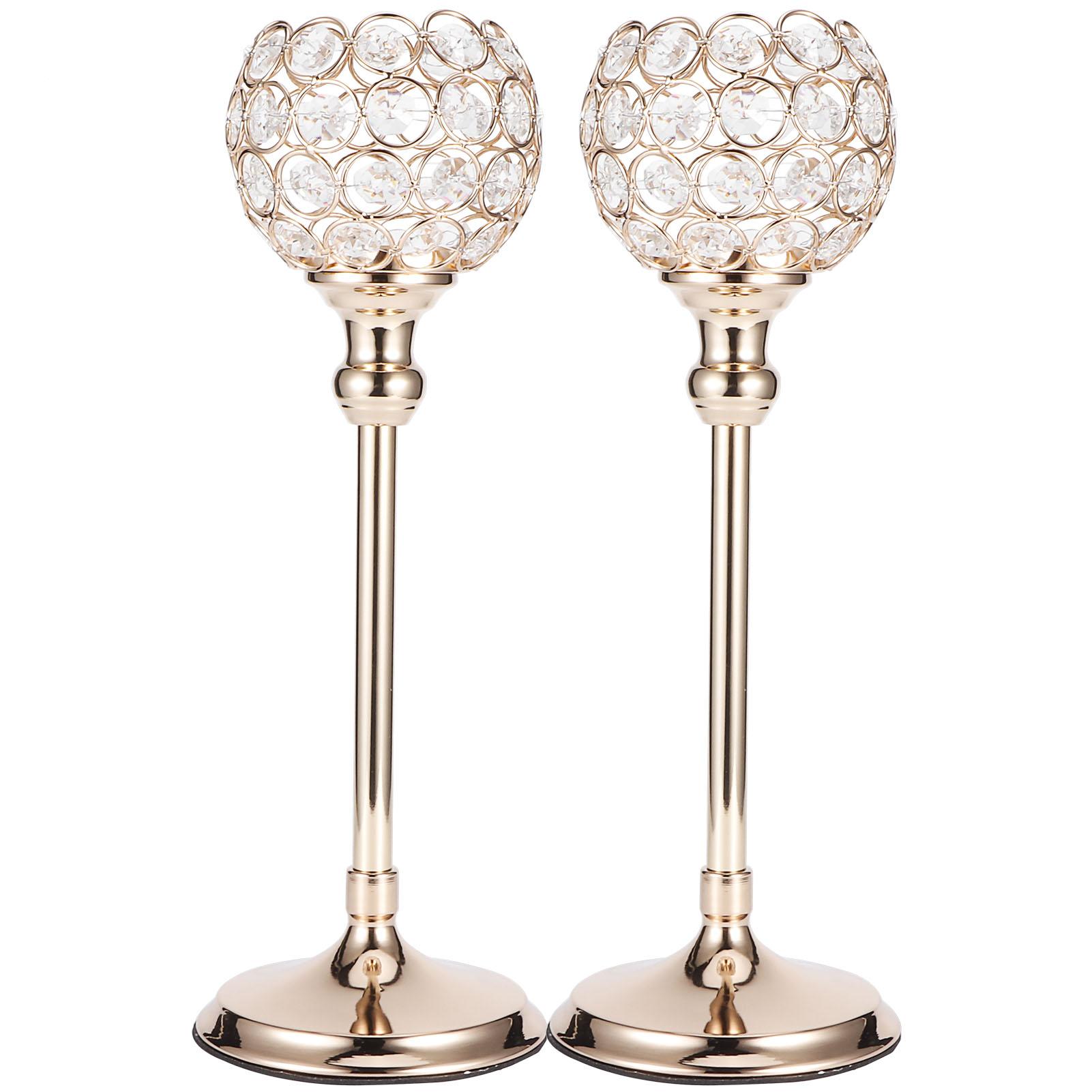 2PcsCelsiusSet   Hollow Tea Light Candle Holders Wedding Table Decor Gift (Gold)