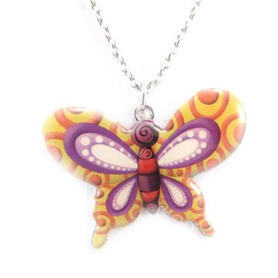 [J8466] - Silver Multicolor 'Butterfly' Designer Necklace