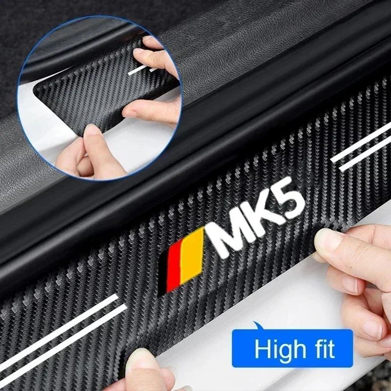 ASRHP1 Carbon Fiber Stickers for Volkswagen VW MK5 Badge Auto Door Entry Pedal Guards Tape Car Door Threshold Sill Scuff Plate Decals