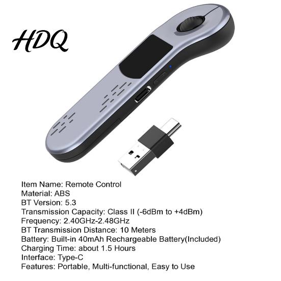 Type-C Charging Remote Bluetooth-compatible Control Mouse Rechargeable Universal Phones Touchpad Wireless with Rolling Tablets PC PPT