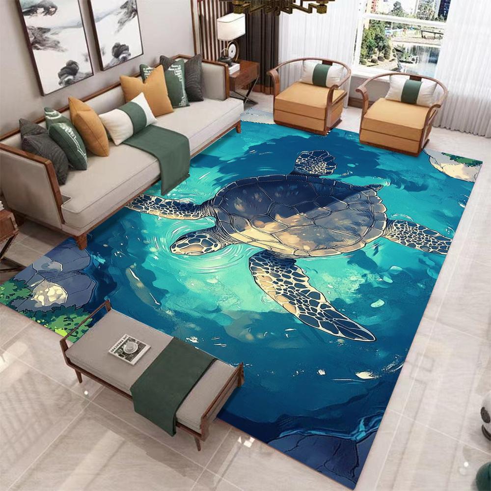 Cartoon Zee Schildpad Watergolf Bel Print Vloerkleed Oceaan Stijl Antislip Woonkamer Slaapkamer Vloerkleed Vloerkleden voor Woonkamer 40x60cm