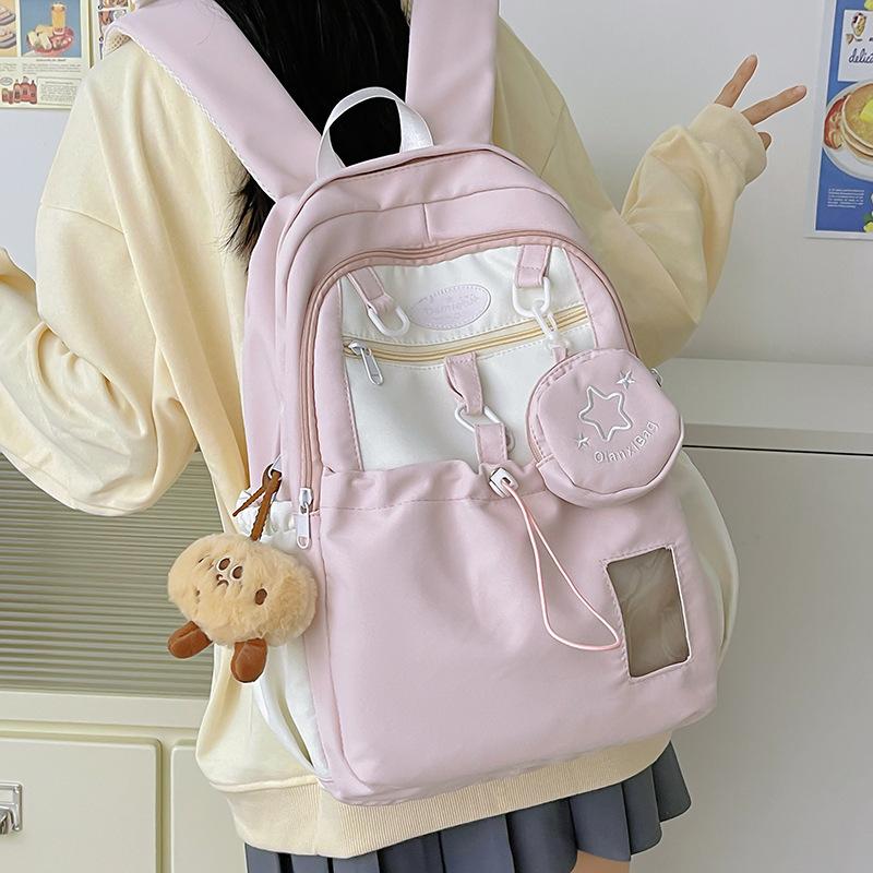 College Junior high school student schoolbag Japanese high school student contrasting color large capacity backpack cute little fresh girl backpack