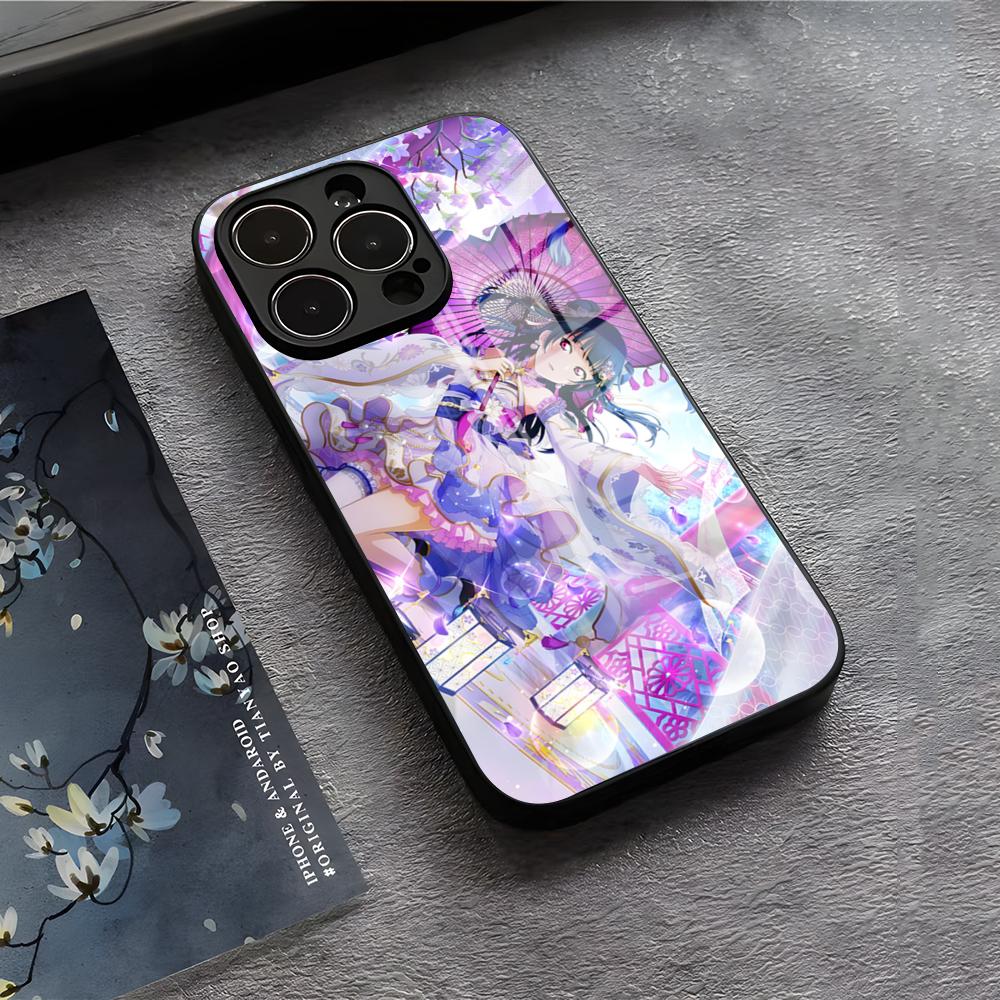 Love Live Anime Handyhülle Für IPhone 17 Air 16 E Pro Max 15 14 13 Mini 12 Pro 11 Max Plus Schwarze Glasabdeckung