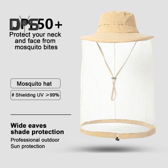 Moskitonetz-Kopfhut für Männer und Frauen, breite Krempe, Sonnenschutz, Boonie-Hüte mit Schleier, Netzschutz vor Insekten zum Angeln und Wandern