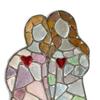 Acrylic Stained Glass Women Decoration Two Female Table Sign Home Office Desktop Ornament Holiday Birthday Mother's Day Gift