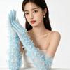 Pearl Three-Dimensional Floral Gloves Elegant Bridal Gown Accessories  Wedding Adornments