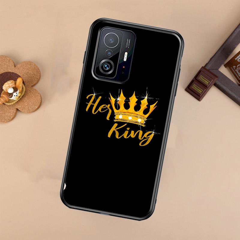 Crown QUEEN & KING Couples Case For Xiaomi 14T 11T 12T 13T Pro 13 14 Ultra POCO X7 Pro X3 X5 F3 F5 F6 M6 X6 Pro Cover