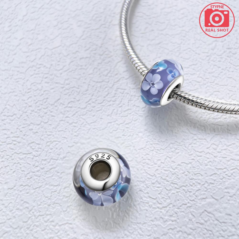 Pendant Charm Bead Copper Glazed Flowers Beads Fit Original Bracelet For Jewelry Making Valentine'S Day Gift