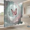 Butterfly & Floral Shower Curtain - Vibrant Pink Design, Fade-Resistant Polyester, Perfect For All Seasons Bath Decor