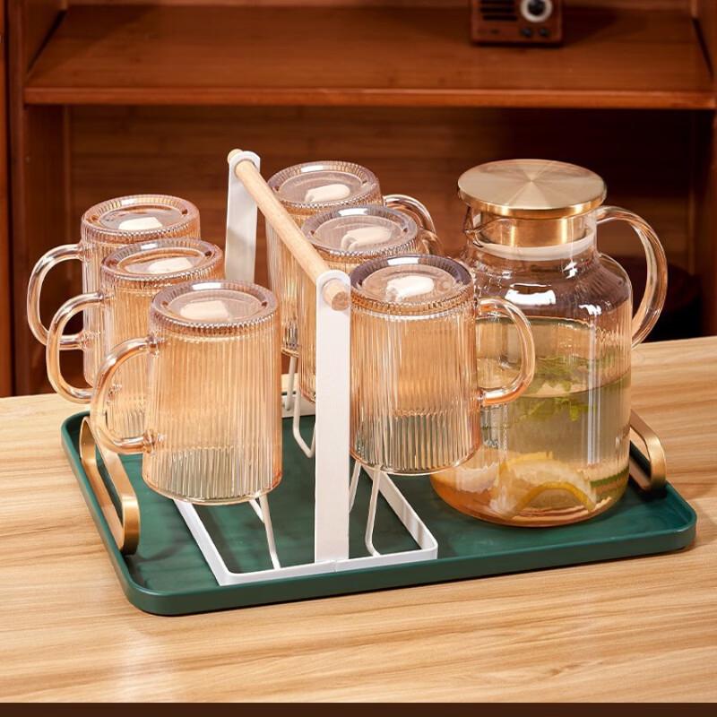 Shangqi Vertical Stripe Glass Pitcher & Cup Set
