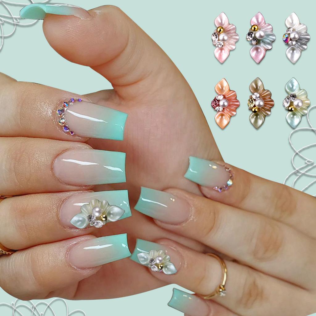 Nagelkunst Harz Diamant Schmuck Nagel Dreidimensionale Schnitzerei Diamant Schmuck Symphony Blume Tragen Nagelaufkleber