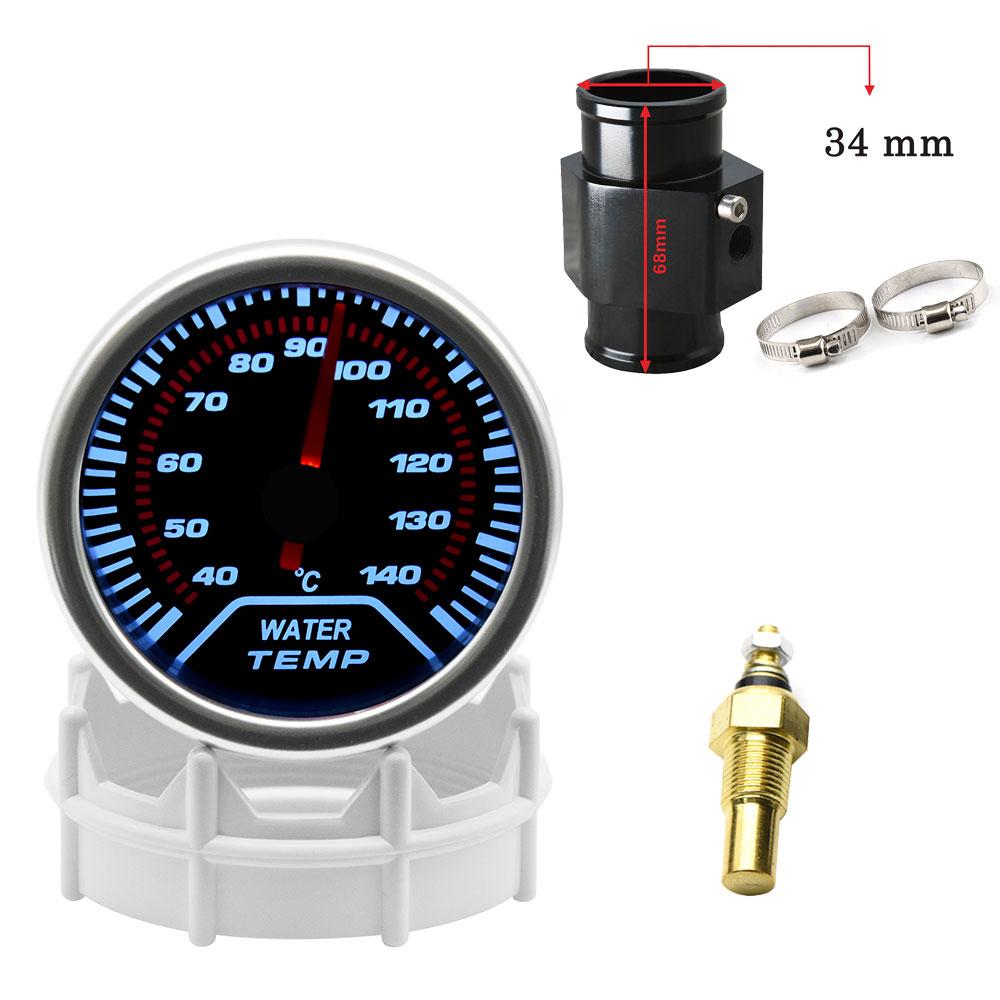 2" 52mm Universal Water Temp Gauge With Temperature sensor 40-140Celsius Car Temperature Meter Water Temp Joint Pipe Adapter 12V