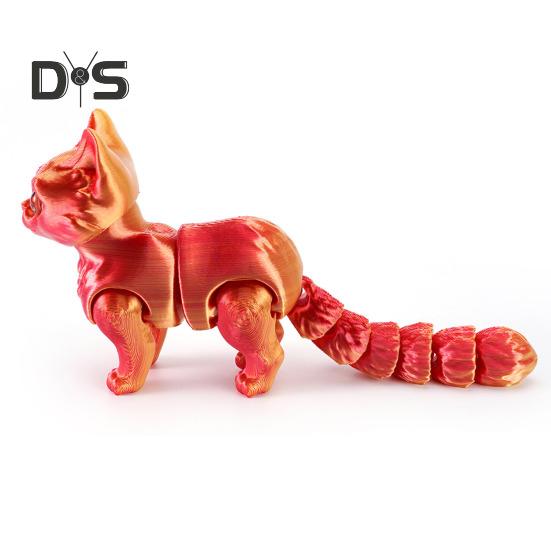 3D-gedruckte Katzenfigur Bewegliche Gelenke Katzenfigur Gelenkiges Tiermodell Spielzeug Heim Büro Bücherregal Schreibtischdekoration Ornament