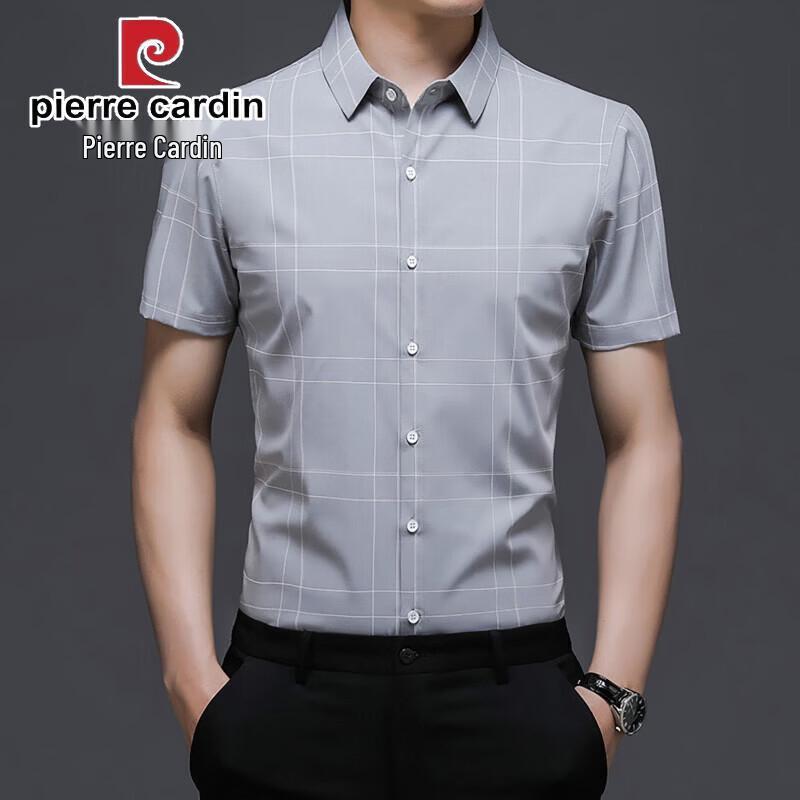 Pierre Cardin Men s Plaid Ice Silk Short Sleeve Shirt L
