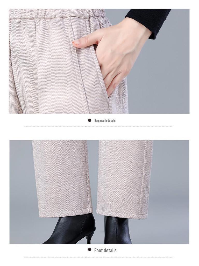 8XL Plus Size Fleece-Lined Winter Cotton Pants for Middle-Aged & Elderly - Loose, Thick, Long Pants