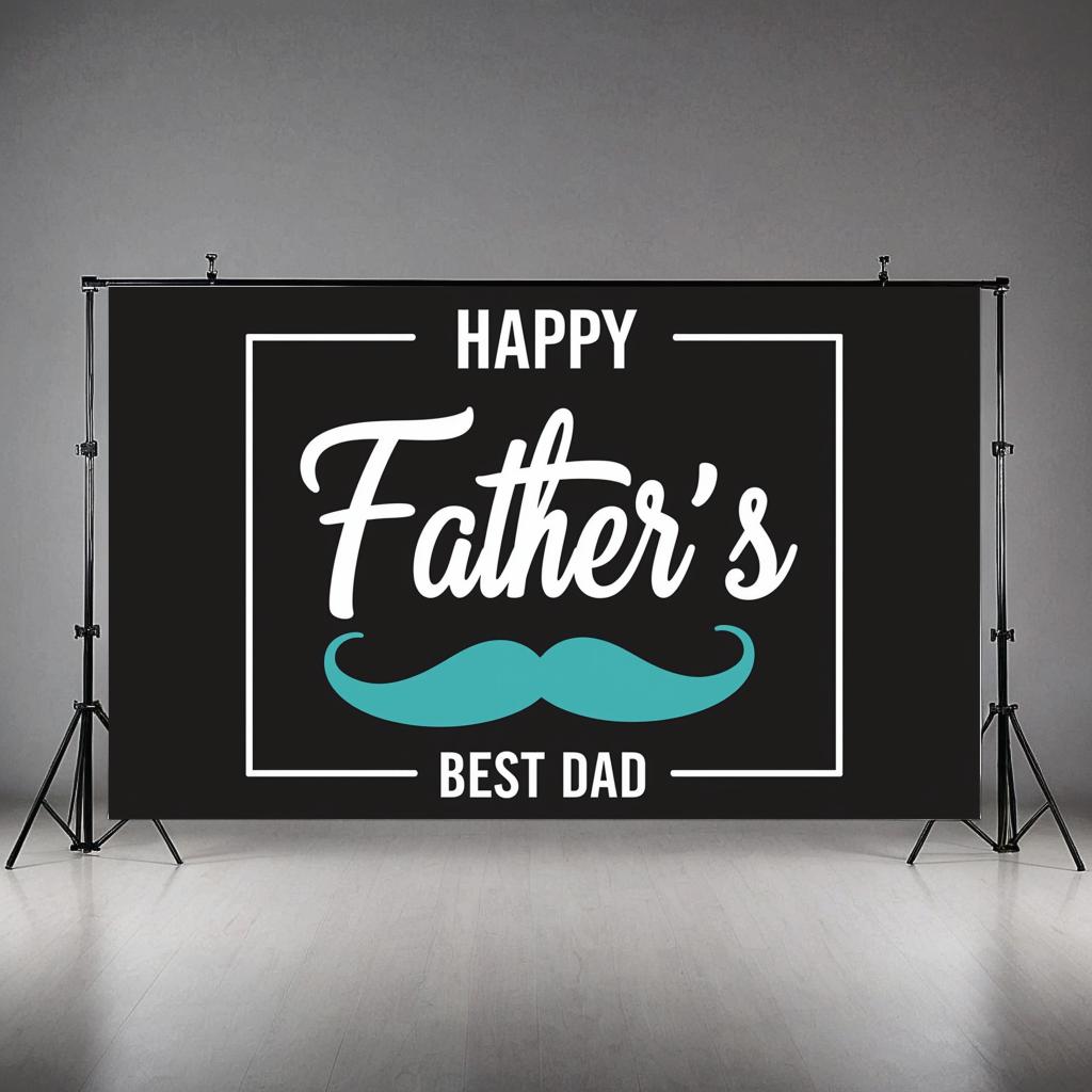 Blue Mustache Father's Day Decoration Lightweight Father's Day Banner Black Background Bold Font Holiday Decoration