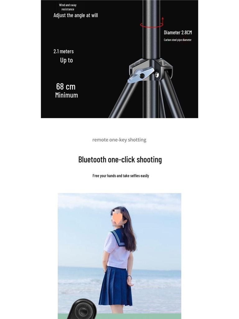 Dual Phone Outdoor Streamer Stand with Fill Light & Multi-Camera Floor Tripod
