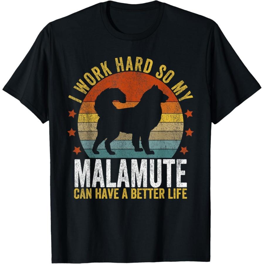 Malamute Mom Malamute Dad Retro Vintage Alaskan Malamute T-Shirt S