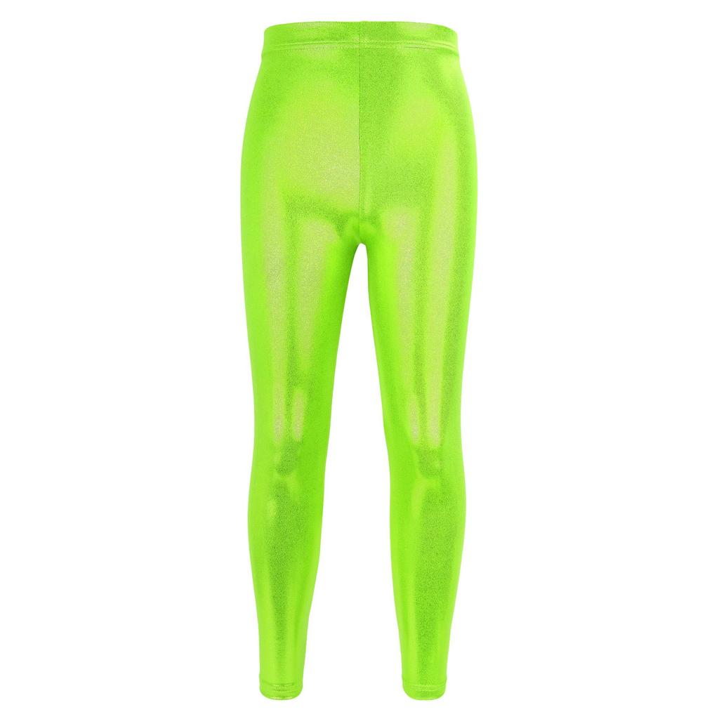 Leggings da Ballo e Yoga per Bambini in Lamina Dorata Lucida: Alta Elasticità, Traspirante