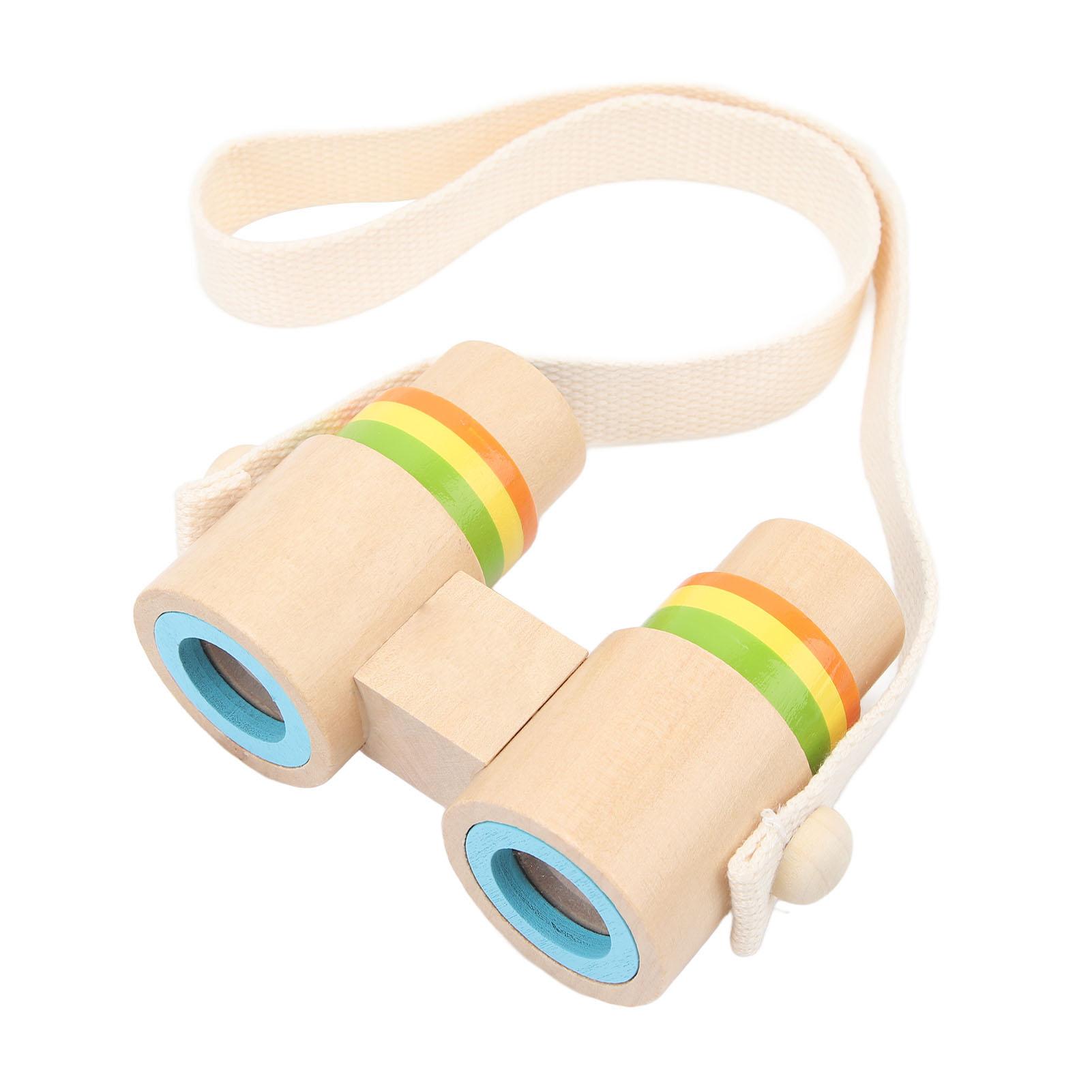 

Kids Wooden Binoculars Clear Lens Hanging Strap Portable Binocular Telescope for Outdoor Use