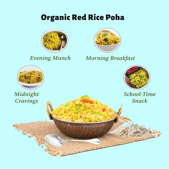 Organic Red Poha 900 Gm | Flattened Red Rice | Atukulu | Chiwda | Aval | Atukulu | Avalakki, 100% Organic Poha 900GramI Organic Certified