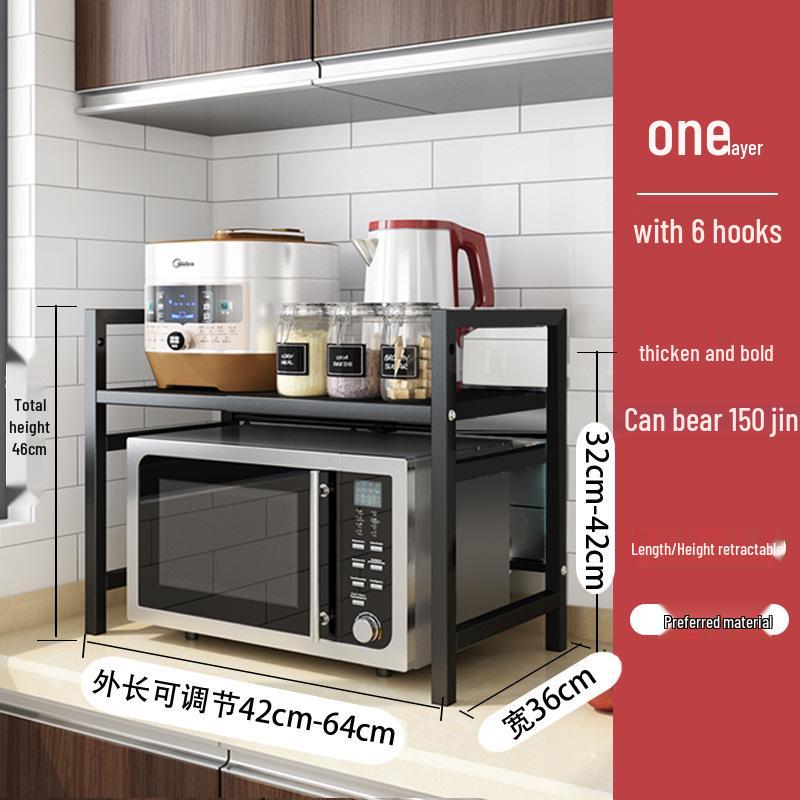 Adjustable Microwave & Kitchen Storage Rack for Countertop - Oven, Rice Cooker & Spice Organizer