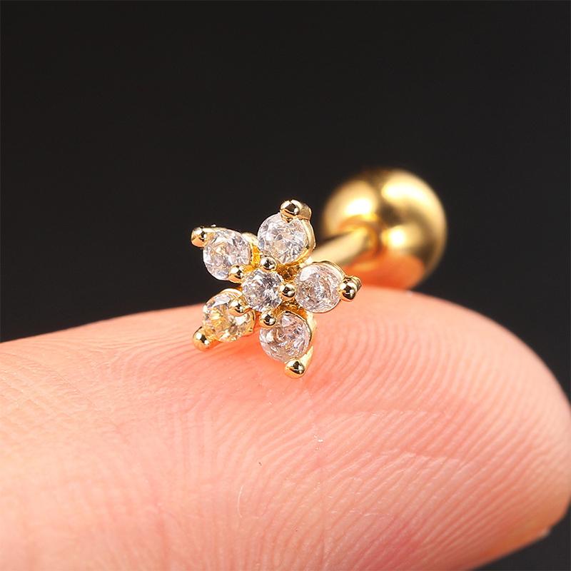 1Pcs Zircon Earring For Women Ear Bone Nail Cartilage Earring Spiral Stud Earrin