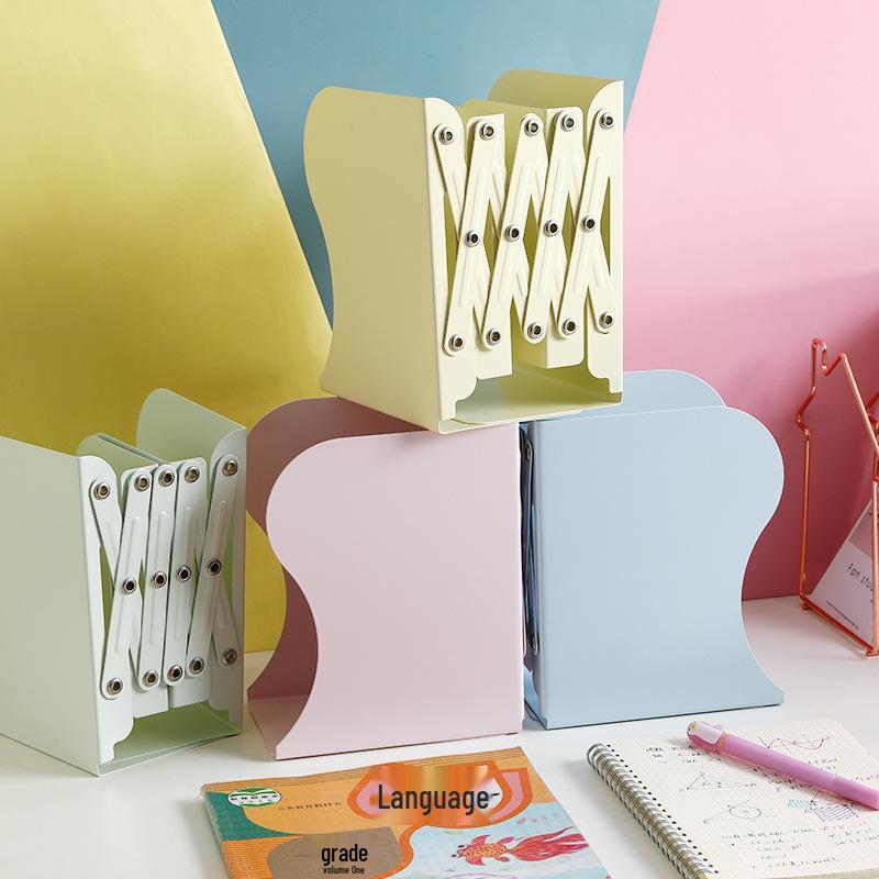 Kaba Bear Retractable Book Stand - Simple Iron Desktop Bookshelf with Macaron Colors