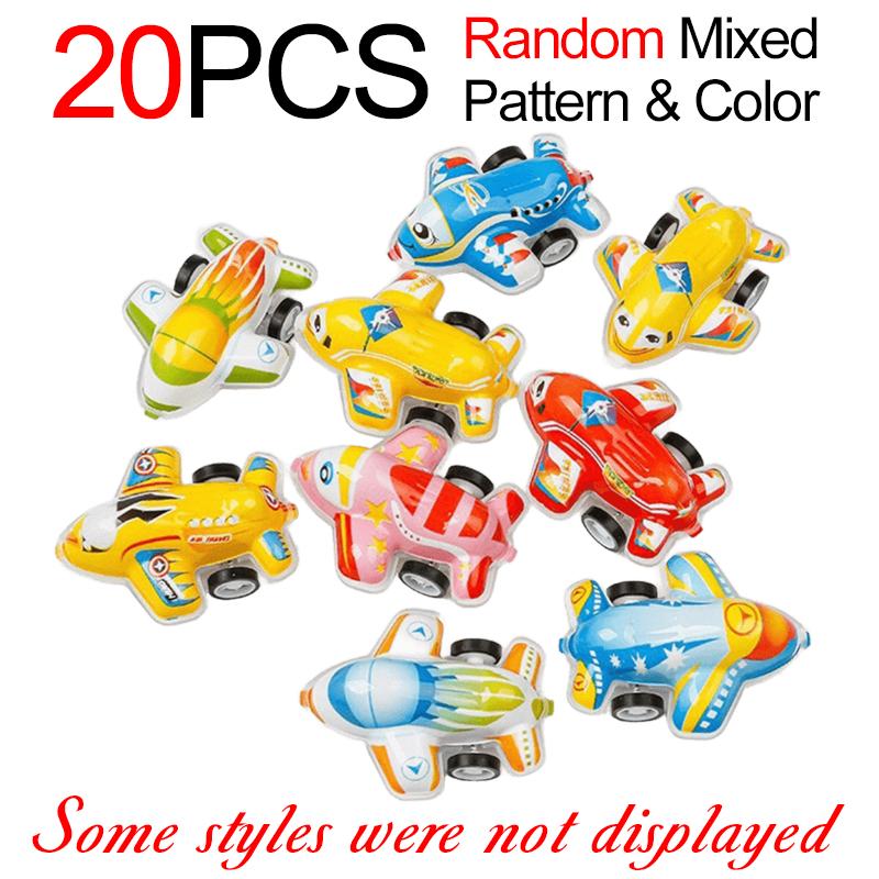 

20PCS Plastic Vehicle Ornaments Pull Back Car Plane Mutiple Color Mixed Simulation Model DIY Decorations School Rewards Gift ZYF