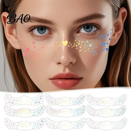 Beginner Friendly Face Stickers 6Pcs Holographic Freckle Stickers, Shimmer Temporary Tattoos with Waterproof European American Style Makeup Adhesive,