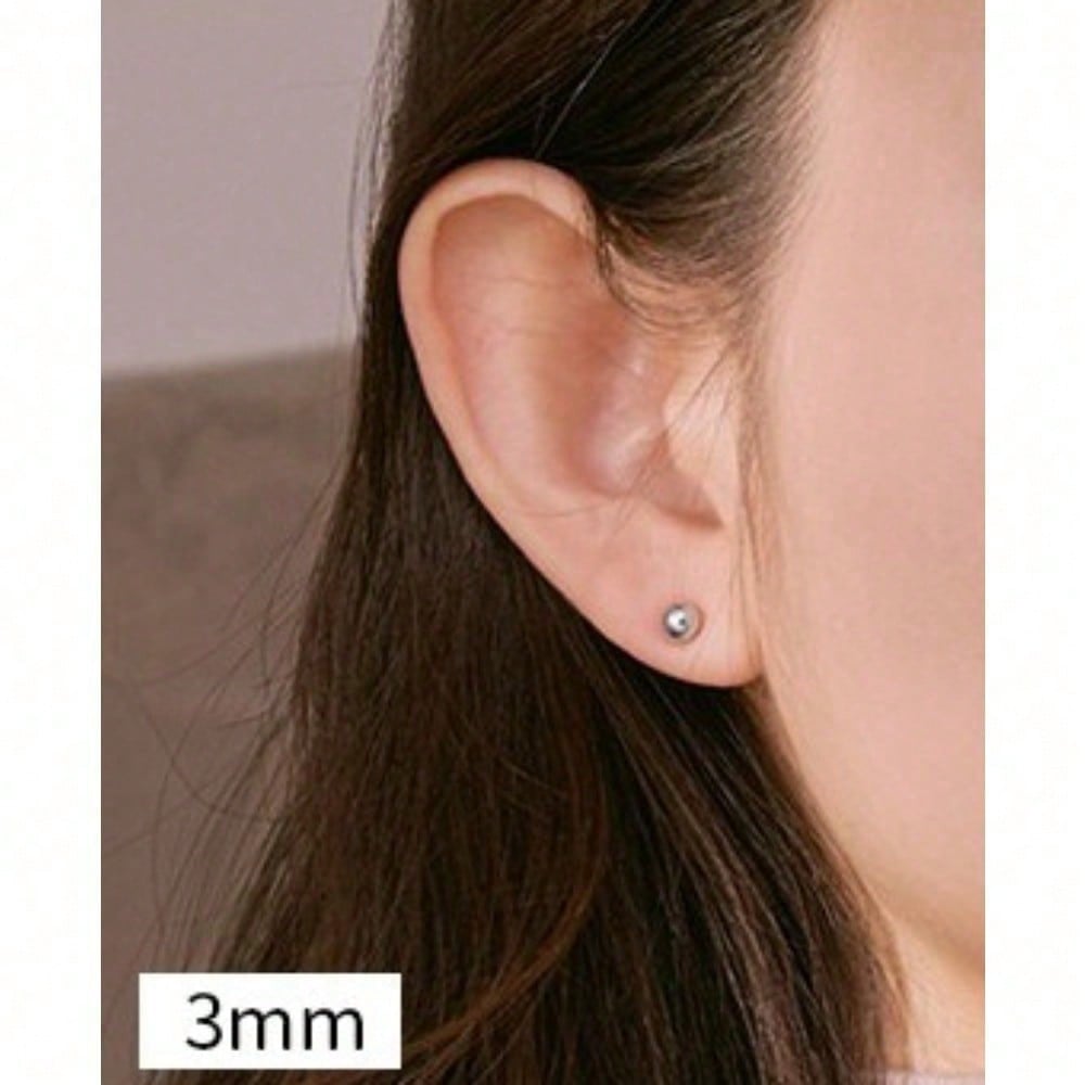 Simple Round Bead Stud Earrings, Double-ended Mini Stud Earrings, No-pick Ear Jewelry for Sleeping.