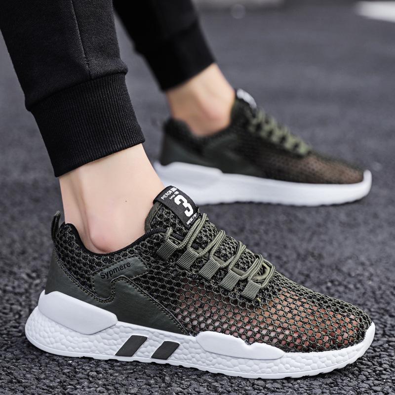 Cut-out single mesh shoes men's shoes casual mesh sneakers 2025 summer flat mesh light running shoes